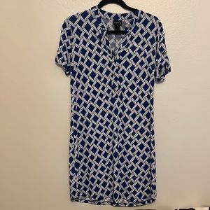 Blue and white shift dress size 8
